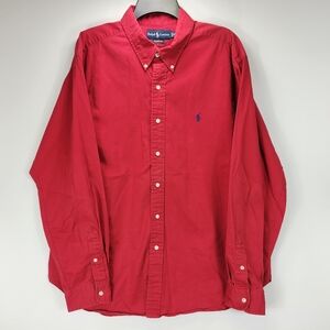 Polo Ralph Lauren Classic Fit Vintage Y2K Long Sleeve Button Shirt Mens 2XL Red